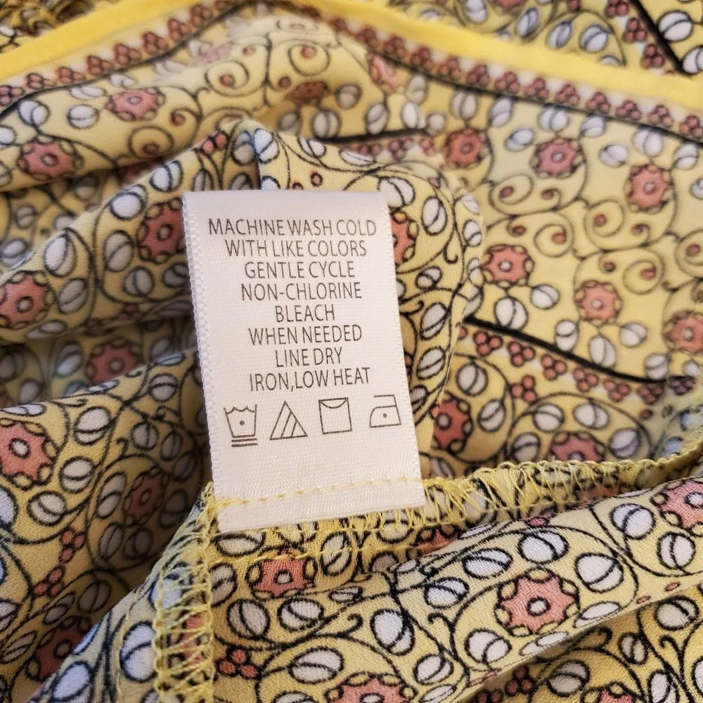 Max Studio Smocked Waist Skirt Womens XL‎ Yellow Floral Print Knee Length Flowy